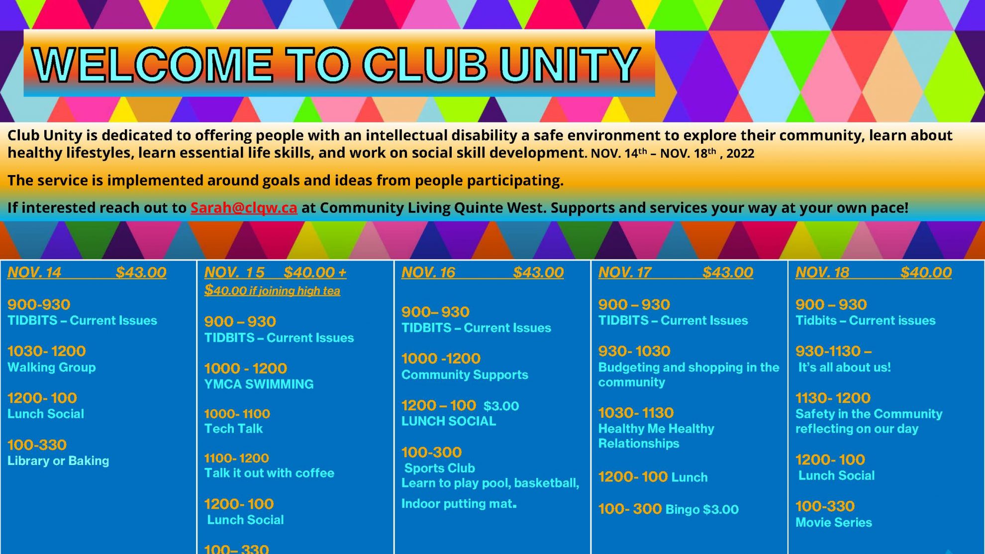 Club Unity Community Living Quinte West